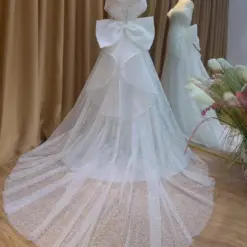 ชุดแต่งงาน ชุดเจ้าสาว แต่งโบว์ สีขาว BRAND HISO 3089 BKK Size L-XL