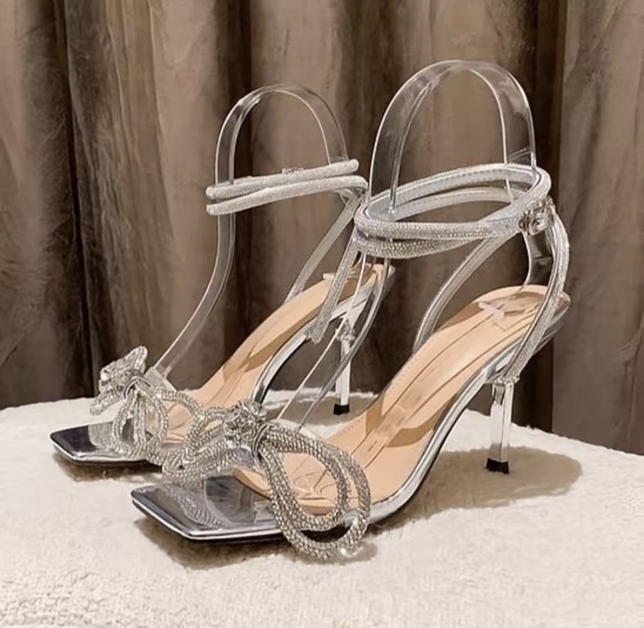 รองเท้า แต่งโบว์เพรช สีเงิน 9025 Size 38-39-40 BKK - Image 6